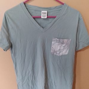 Pink V Neck T shirt